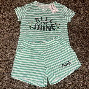 Kids Striped Pajama Set - Green